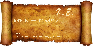 Köhler Elmár névjegykártya